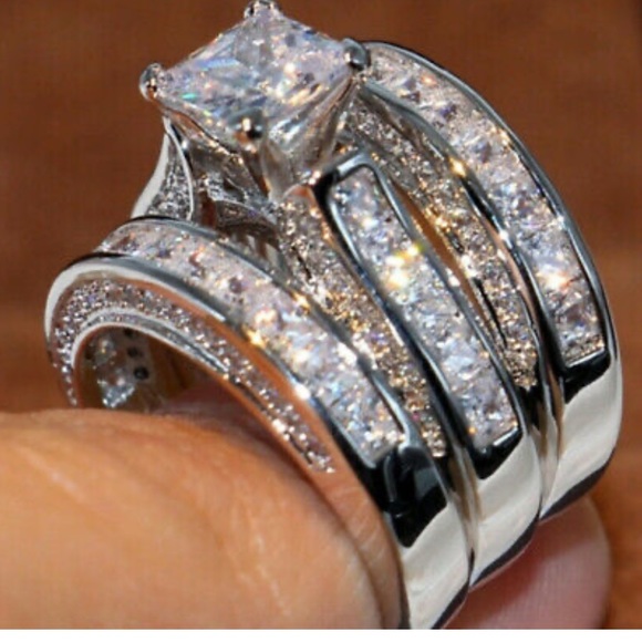 NWT LUXURY 925 STERLING SILVER THREE RINGS SET - Picture 5 of 10